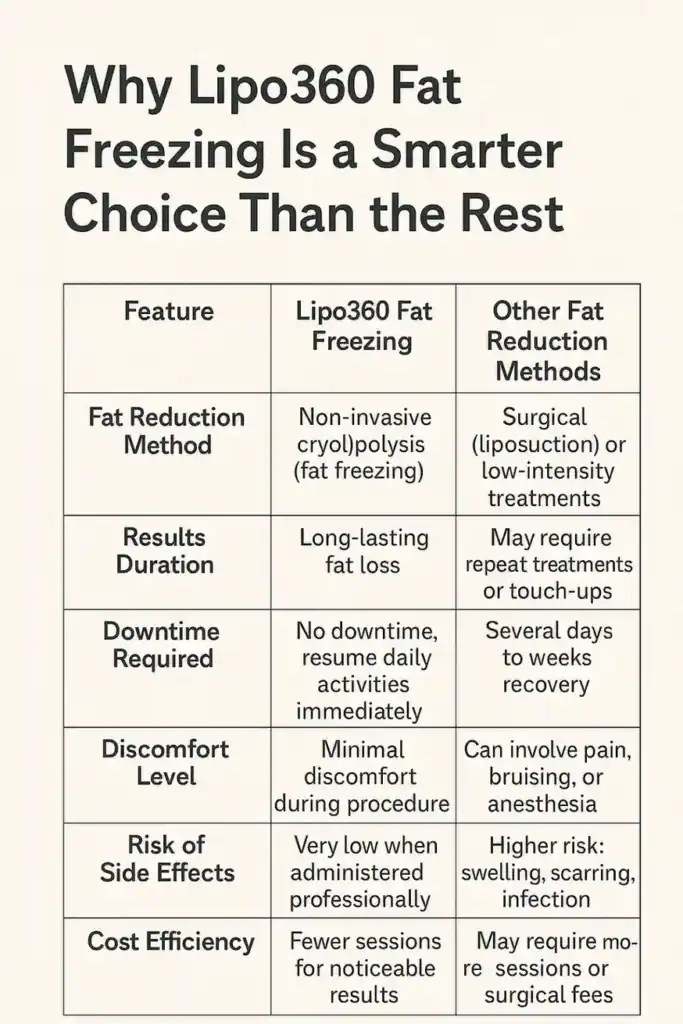 Is it possible to permanently freeze fat cells? 2 Table showing benefits of fat freezing to remove fat cells Wivenhoe from Lipo 360