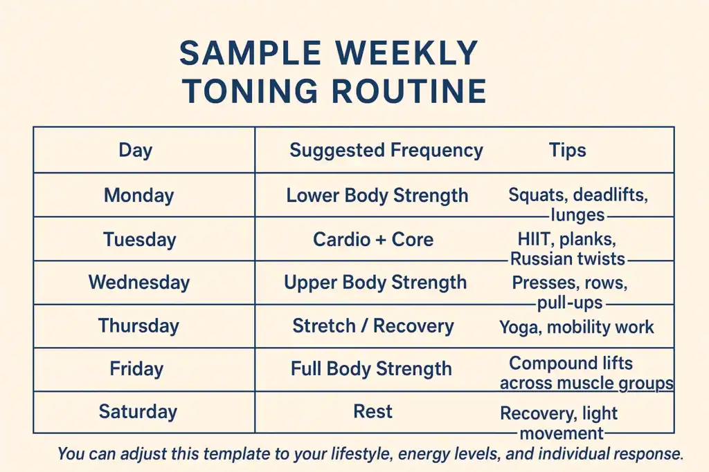 Achieving the Perfect Tone: How Often Should You Exercise for Results? 4 Weekly exercise Wivenhoe plan graphic