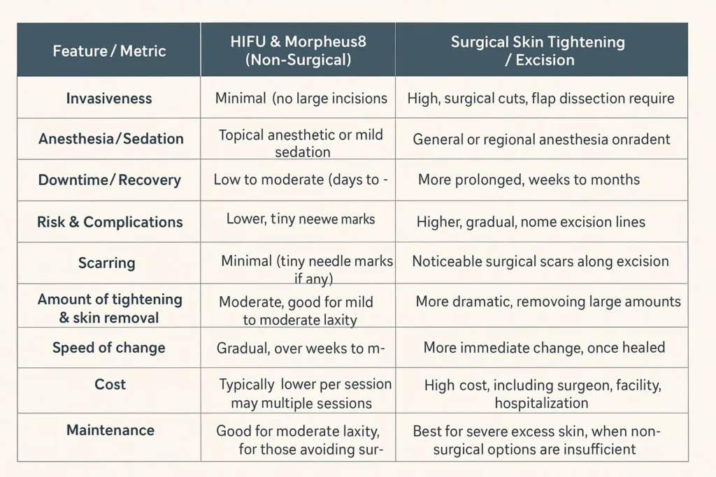 The Science of Skin Tightening 2 Table of skin tightening Wivenhoe benefits compared to surgical options